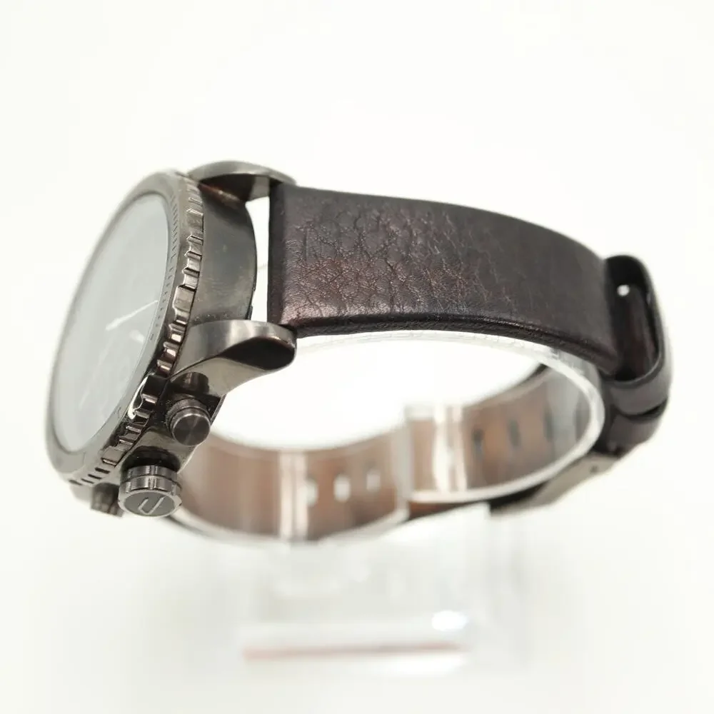 Diesel Mens Gunmetal 42mm Chronograph Watch Leather Strap DZ5329 w New Battery